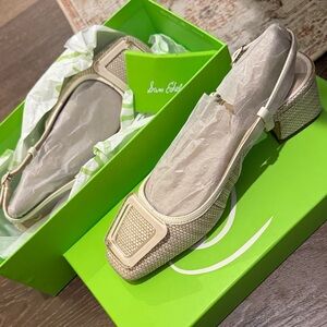 Sam Edelman Cream Textured Slingback Heels